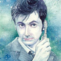 The Tenth Doctor, 2020, Watercolor and White Ink