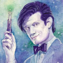 The Eleventh Doctor, 2020, Watercolor and White Ink