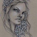Girl with Hydrangeas, 2017  Graphite & Color Penci on Toned Paper